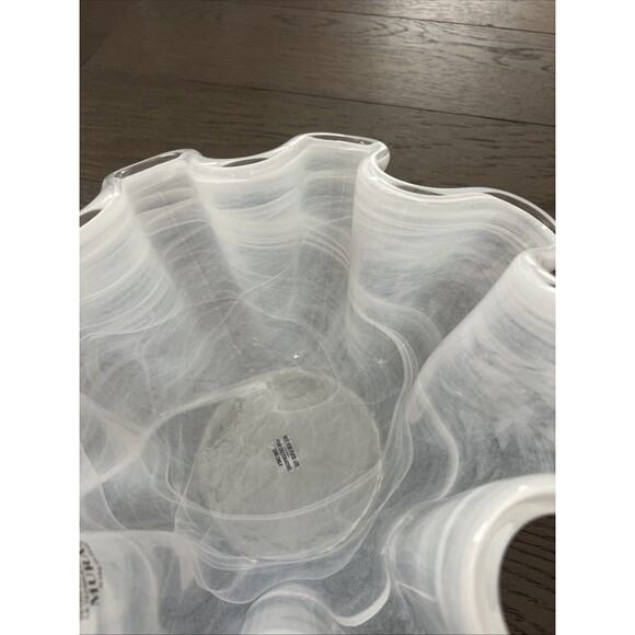 Murano Glass Italy James Wavy Winter White Decorative Bowl w/tags - Picture 8 of 13
